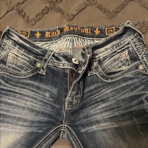 Rock Revival Dark Wash Jeans with Contrast Stitching
